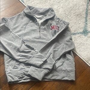 Gray Quarter-Zip Sweatshirt with MIT Logo